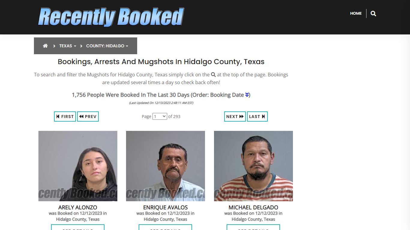Recent bookings, Arrests, Mugshots in Hidalgo County, Texas